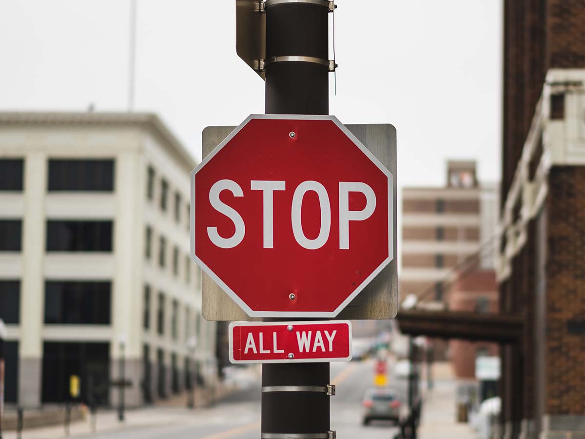 A stop sign in the city